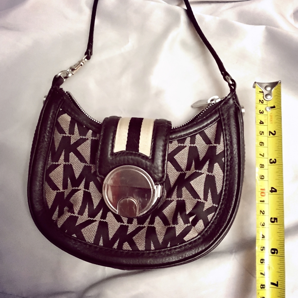 Small Michael Kors Black and White Canvas Purse
